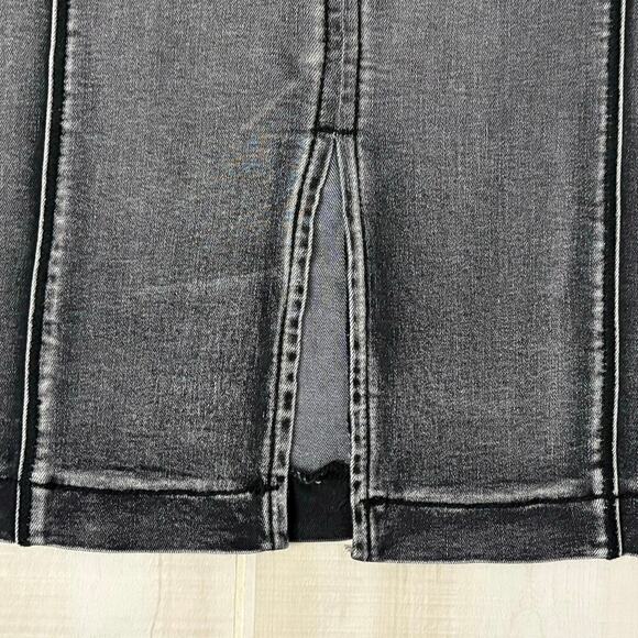 Ranberri Black Denim Pencil Skirt Sz 26 High Waist Faded Wash Stretch Knee Lengt - Picture 6 of 9